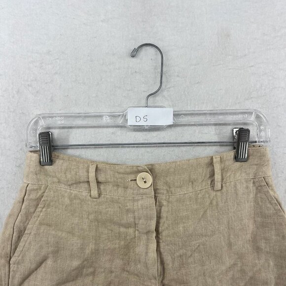 Haris Cotton Linen Shorts Womens XS Brown Mid Rise Chino Lightweight Summer Boho - Picture 8 of 8